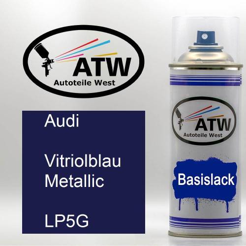 Audi, Vitriolblau Metallic, LP5G: 400ml Sprühdose, von ATW Autoteile West.